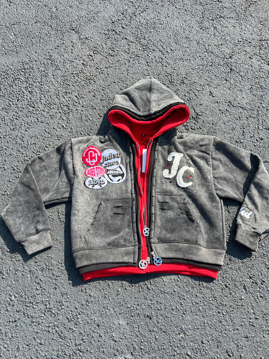 RED TRIPLE LAYER HOODIE
