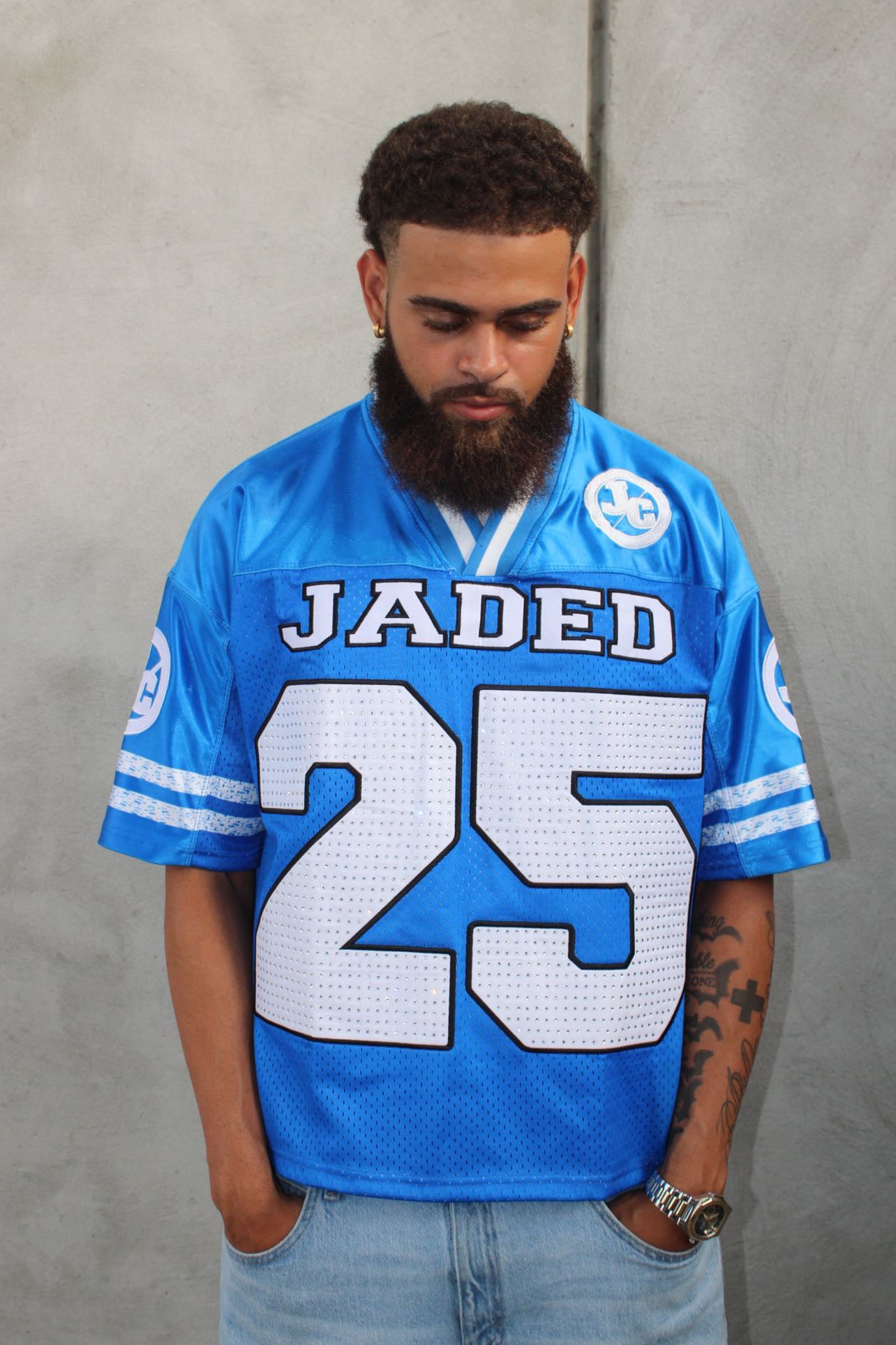 BLUE RHINESTONE JERSEY
