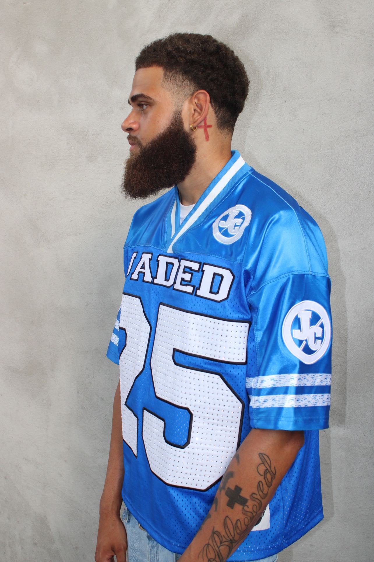 BLUE RHINESTONE JERSEY